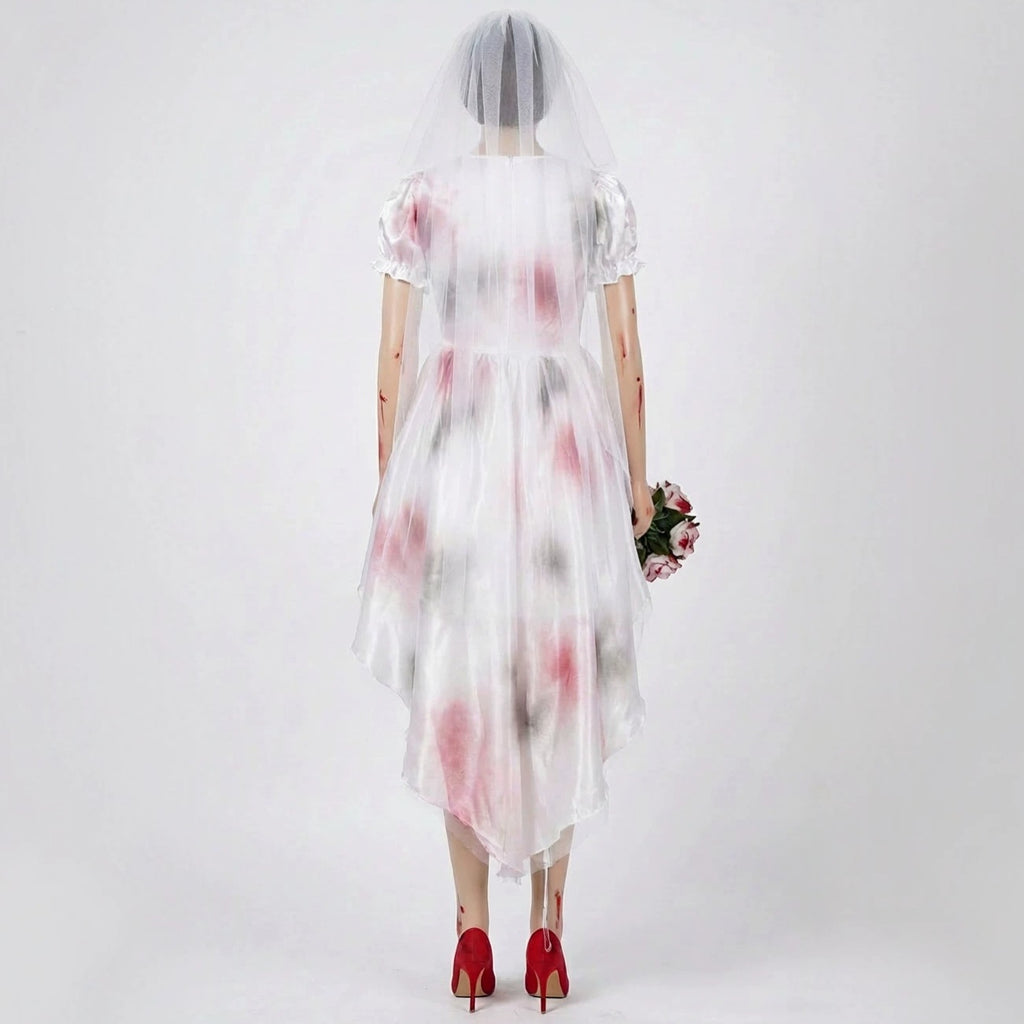Halloween Zombie Bride Dark Bloody Stained Vampire Bride Wedding Dress Costume for Stage Performance