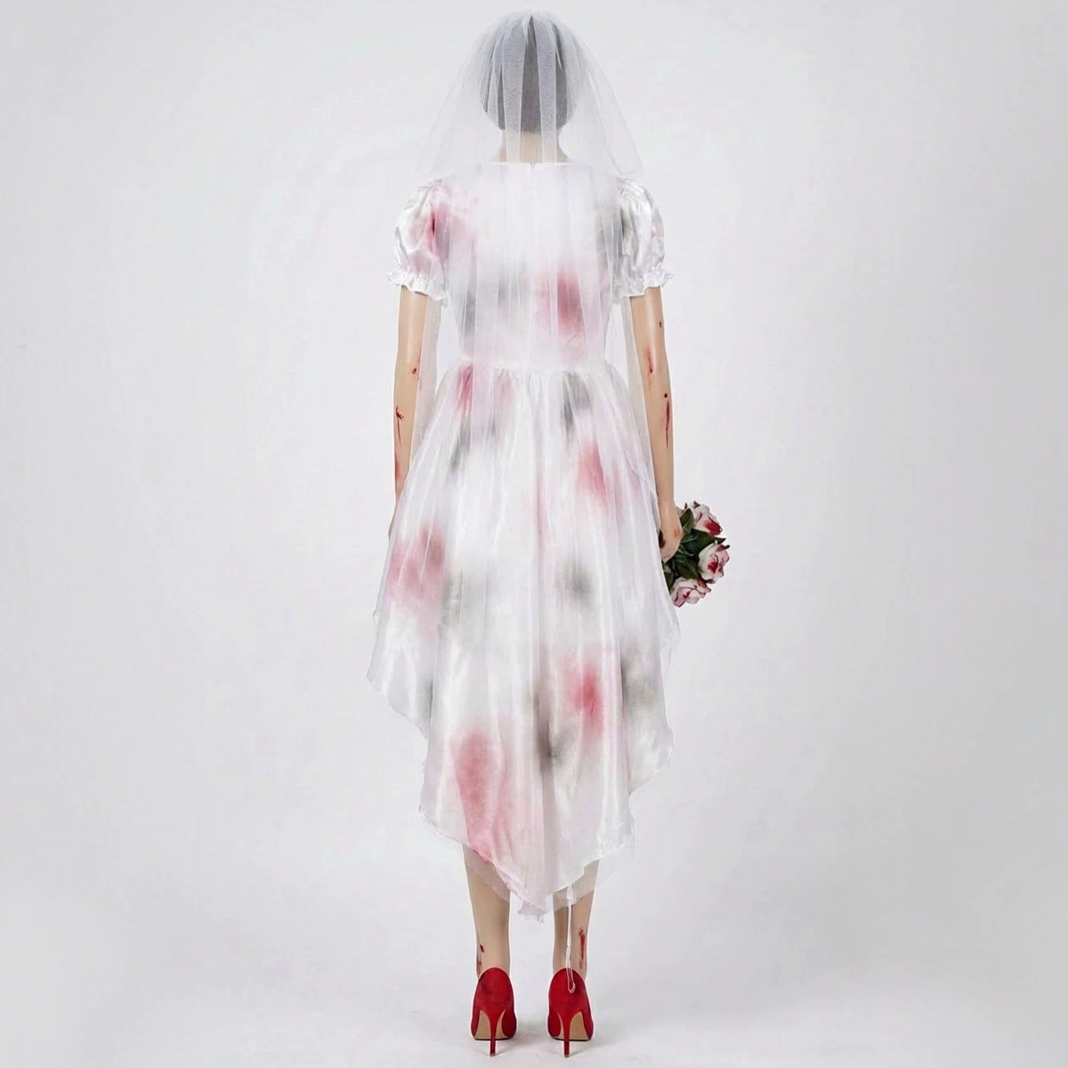 Halloween Zombie Bride Dark Bloody Stained Vampire Bride Wedding Dress Costume for Stage Performance
