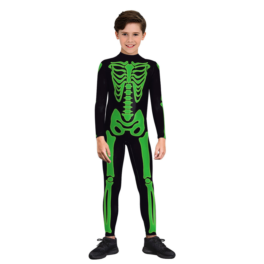 Cotton Digital Print 3D Skeleton Halloween Kids Costume Unisex Children's Bodysuit Jumpsuit
