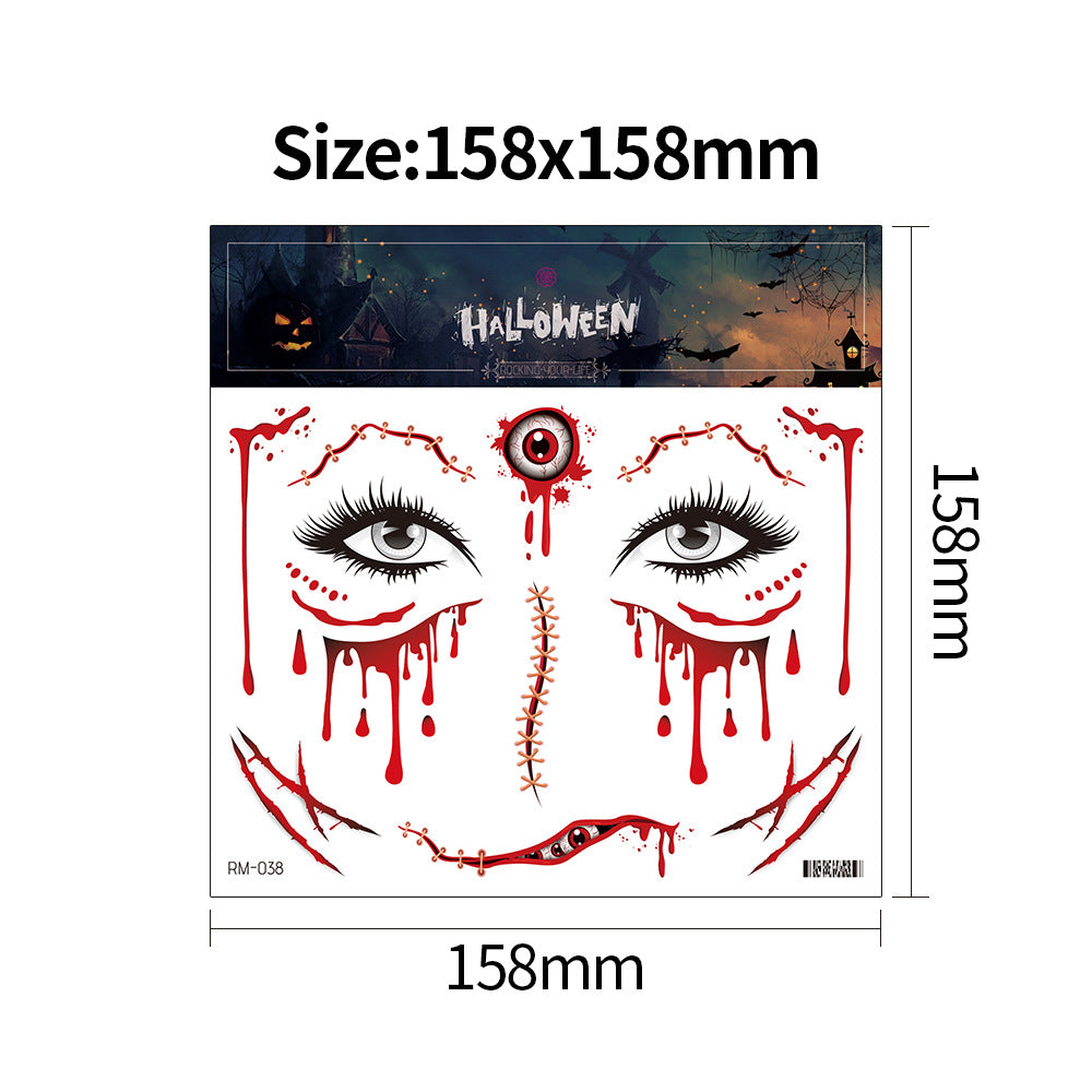 Halloween Scar Tattoo Stickers – Simulated Fake Wound Waterproof Face Horror Makeup Props