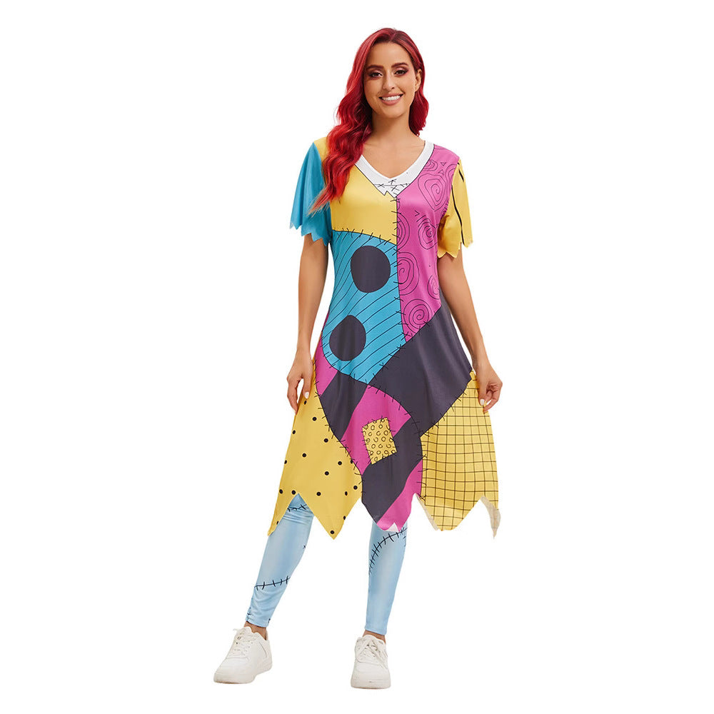 Casual Halloween Costume Cosplay Sally Dress Layered Look Role Play