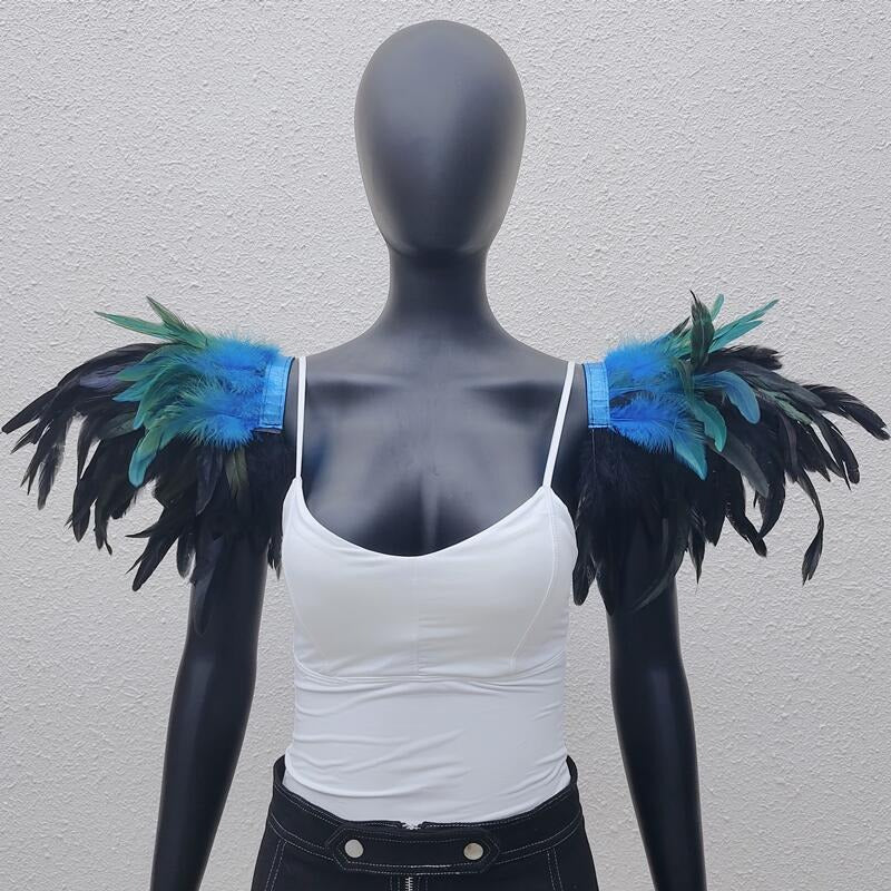 Gothic Style Extra Large Feather Shawl Performance Prom Badge Halloween Party Role Playing Costume Accessories