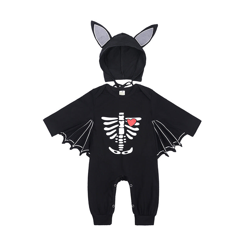 Halloween Kids Baby Bodysuit Newborn Onesie Bat Design Long Sleeve Romper