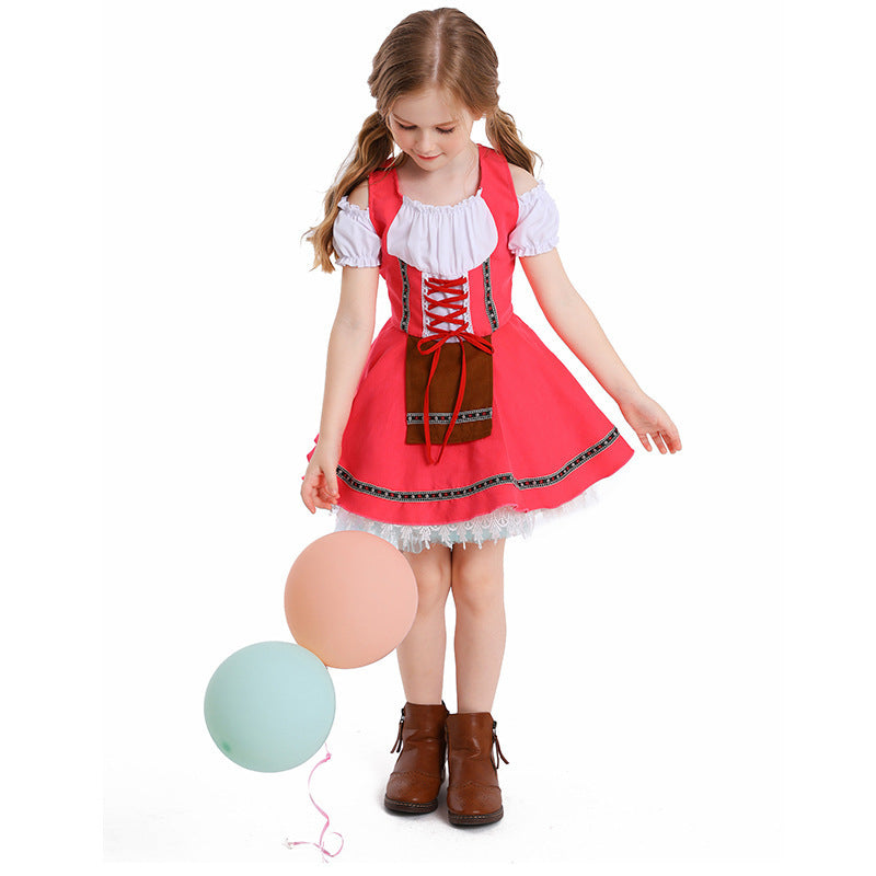 Halloween Costume Children's Beer Festival Performance Dress Multi-color Short Skirt