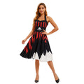 Cute Skull Pirate Halloween Printed Strap Dress for Women Stage Performance