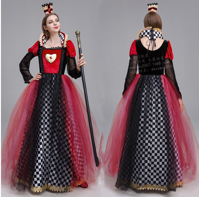 Halloween Nightmare Alice in Wonderland Queen of Hearts Regal Queen Sexy Party Costume Royal Gown