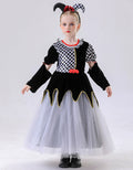 Children's Halloween Costume, Girl's Clown Plaid Dress for Carnival Party and Performance