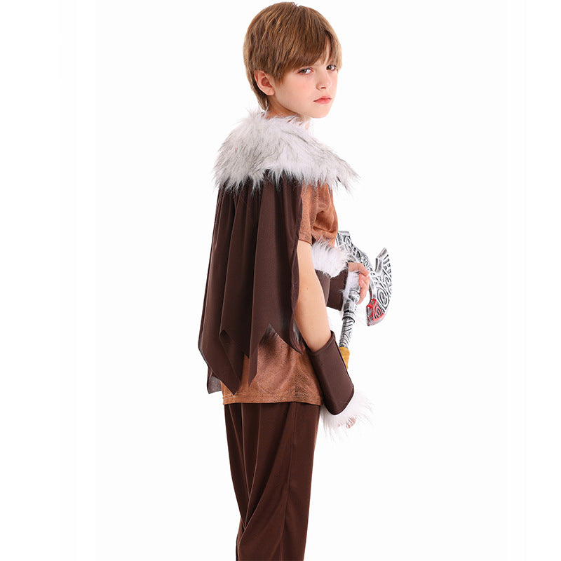 Halloween Kids Costume Viking Cosplay Stage Party Performance Outfit Viking Warrior Boy's Set