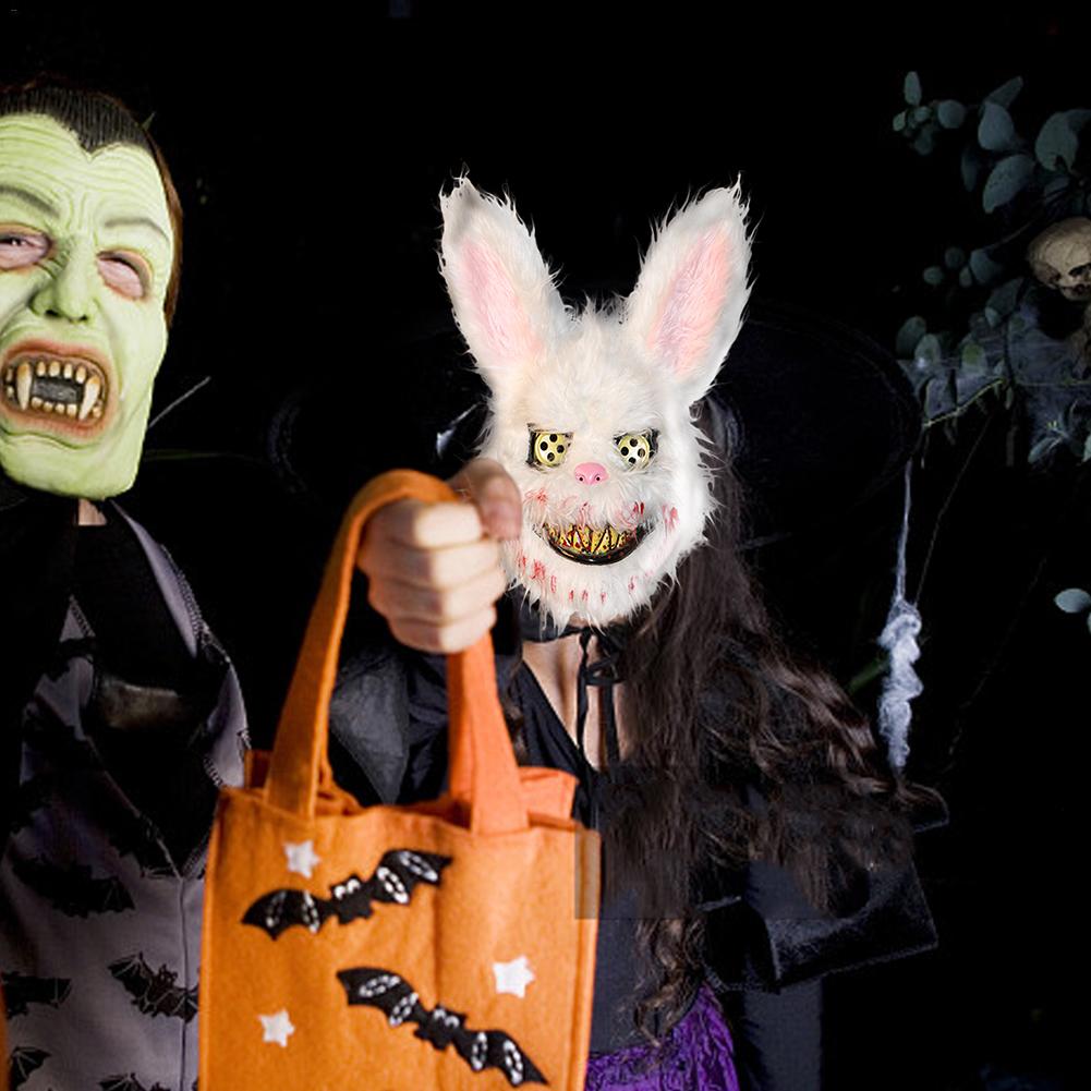 Evil Bloody Rabbit Mask Bloody Plush Bear Mask Halloween Horror Masks Masquerade Party Cosplay Masque Easter Props Tricky Mask