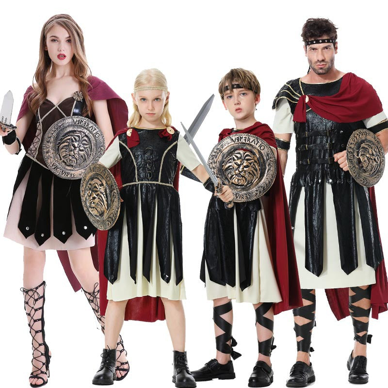 Halloween Performance Costume Roman Warrior Court Guard Samurai Kids Adult Family Matching Outfit Stage Costume