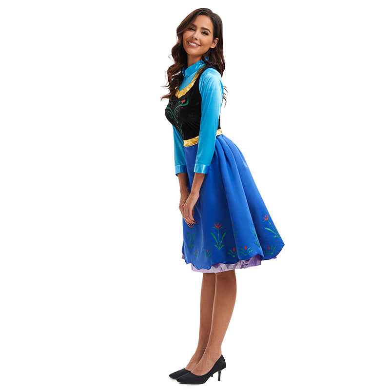 Adult Halloween Fairy Tale Frozen Premium Edition Anna Princess Dress Costume Stage Wear
