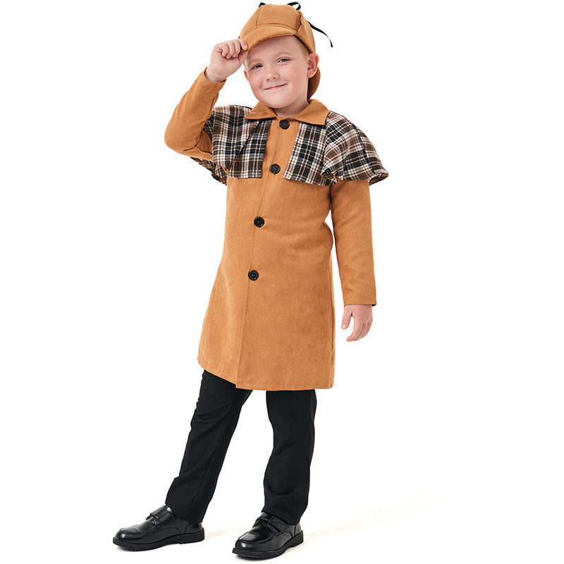 Halloween Costume Children's Detective Game Parent-Child Boy Outfit Sherlock Holmes Role Play Costume