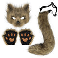 Halloween Fox Cosplay Accessory Set – Simulation Mask Gloves and Plush Fox Tail Props