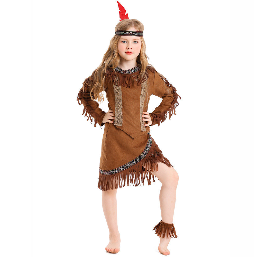 Halloween Savage Costume Children's Day Native Performance Costume Indigenous Indian Chief