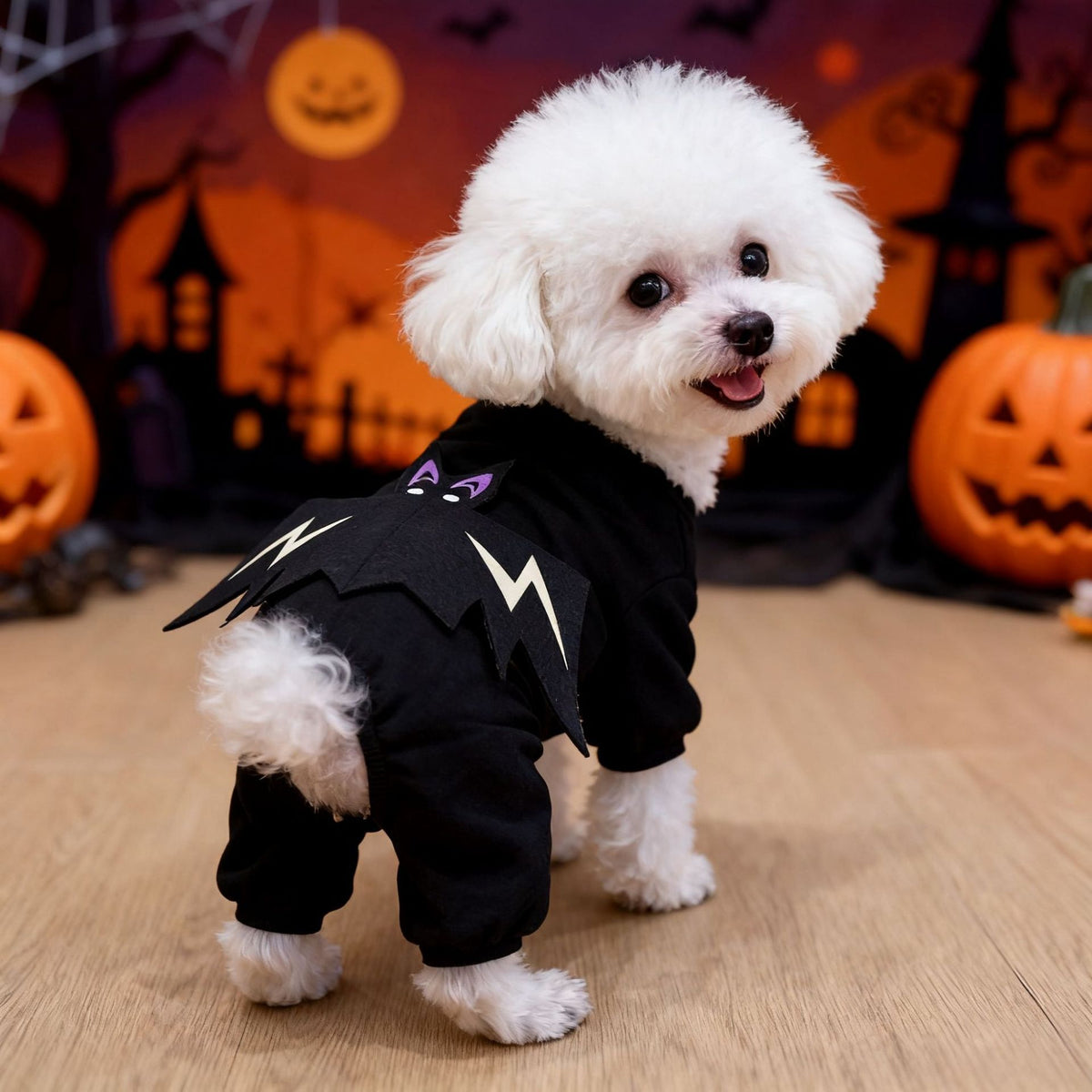Pet Clothes Halloween 3D Bat Costume Glow-in-the-Dark Four-Legged Transformation Costume