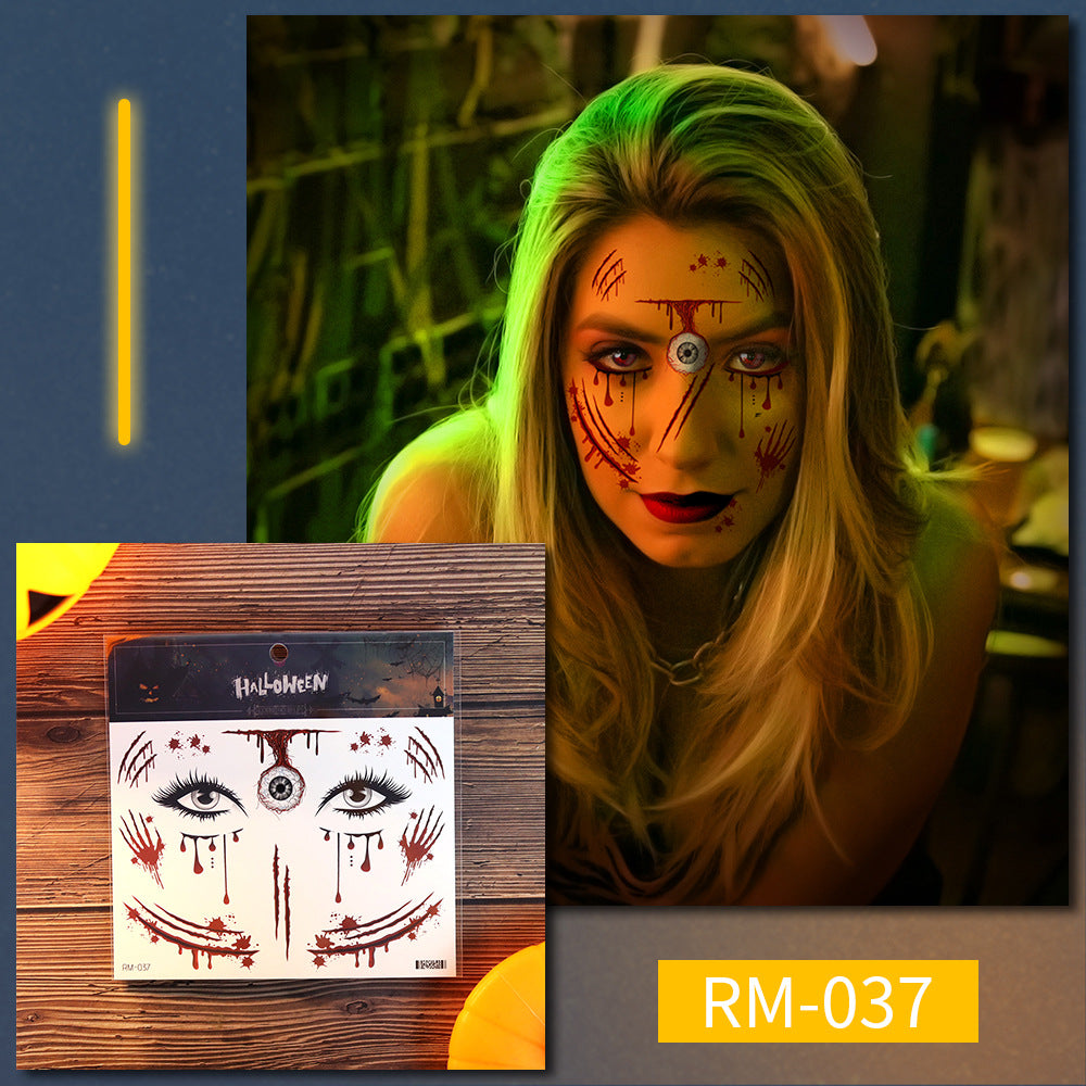 Halloween Scar Tattoo Stickers – Simulated Fake Wound Waterproof Face Horror Makeup Props
