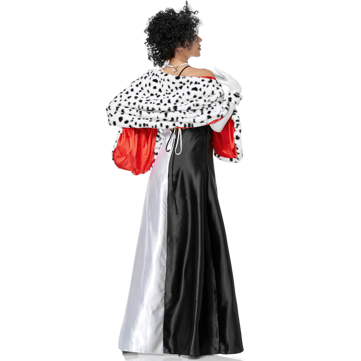 Halloween Costume: Black and White Witch Costume Cruella D'Evil Dalmatian Stage Performance Outfit