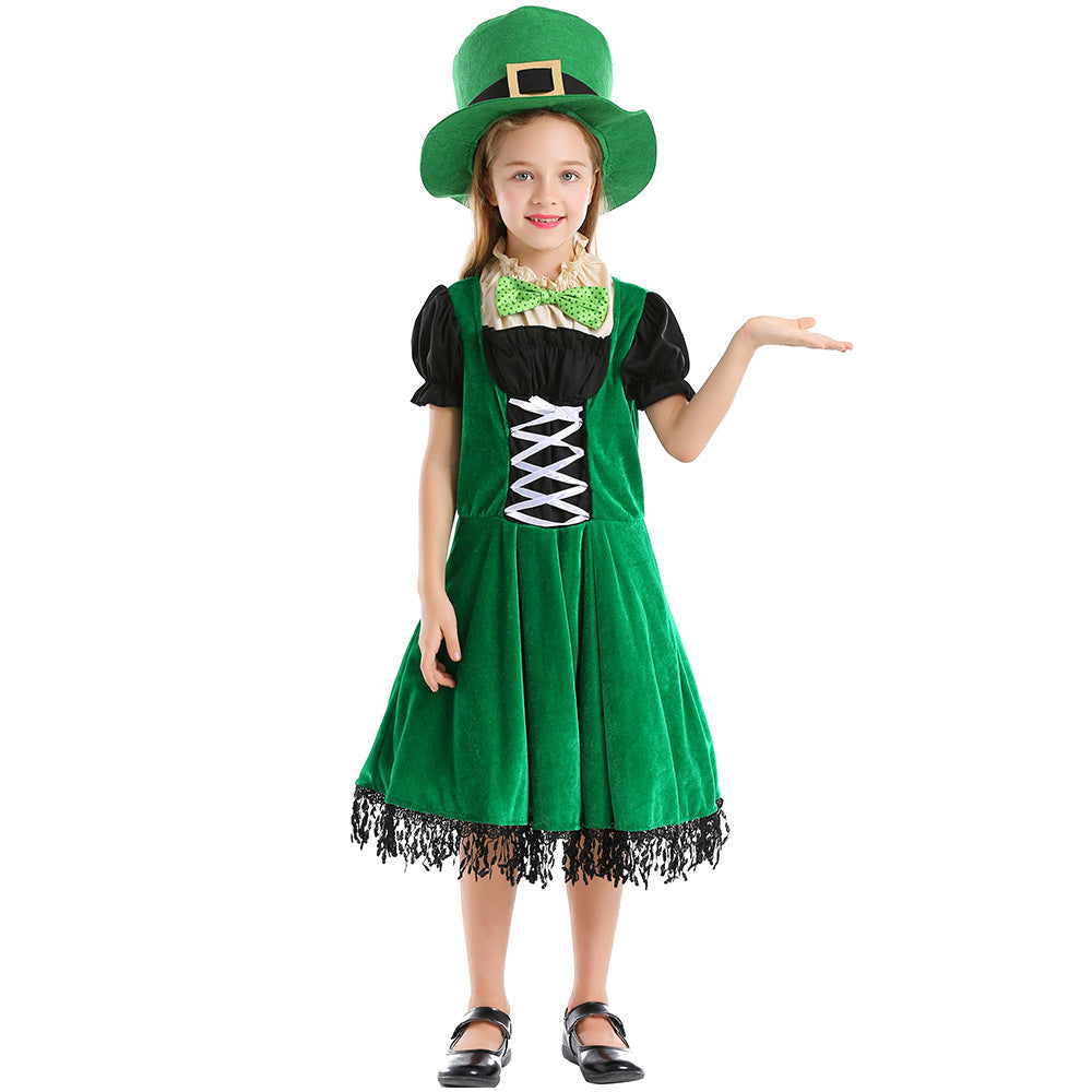 Halloween Costume Western  Ethnic Festival St. Patrick's Day Children's Irish Fairy Dwarf Dress