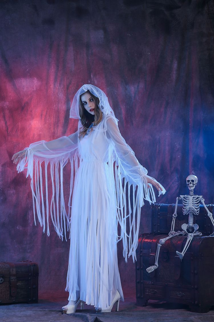 Halloween Costume Bloody Horror Bride Blood-Stained Corpse Zombie Cosplay Sadako Dress
