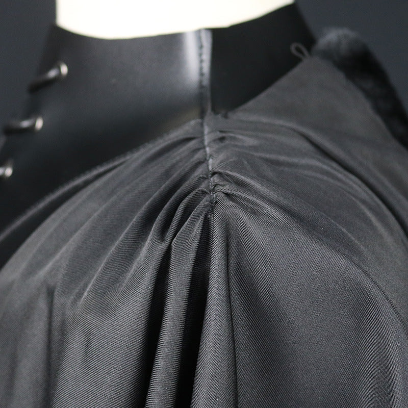 Halloween Dark Gothic Vampire Cape Death God Cloak Black Performance Costume Set