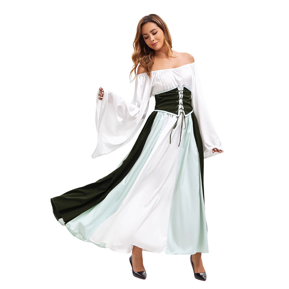 Adult Halloween Medieval Renaissance Court Princess Cosplay Dress – Vintage Long Stage Costume