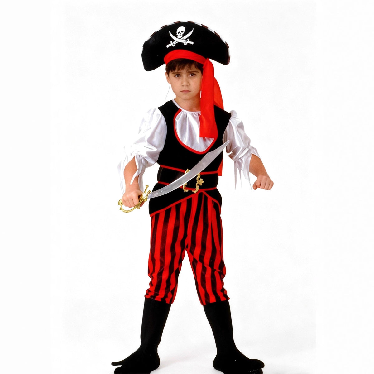 Halloween Pirate Captain Jack Cosplay Costume for Kids, Performance Outfit