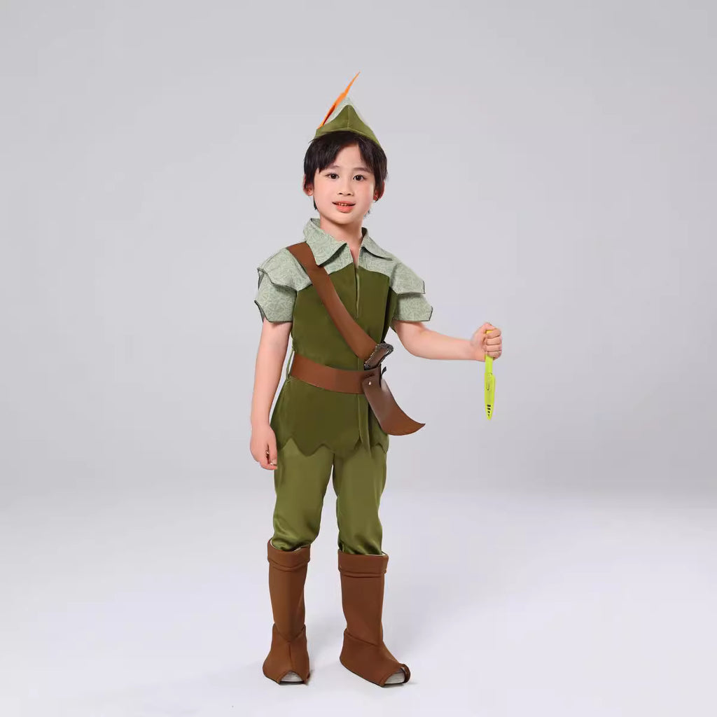 Halloween Peter Pan Cosplay Green Sprite Costume Children's Stage Performance Clothing