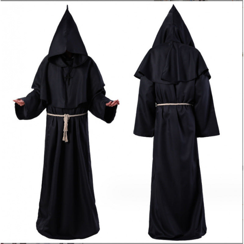 Adult Halloween Medieval Monk Priest Robe Costume – Wizard Dance Stage Outfit