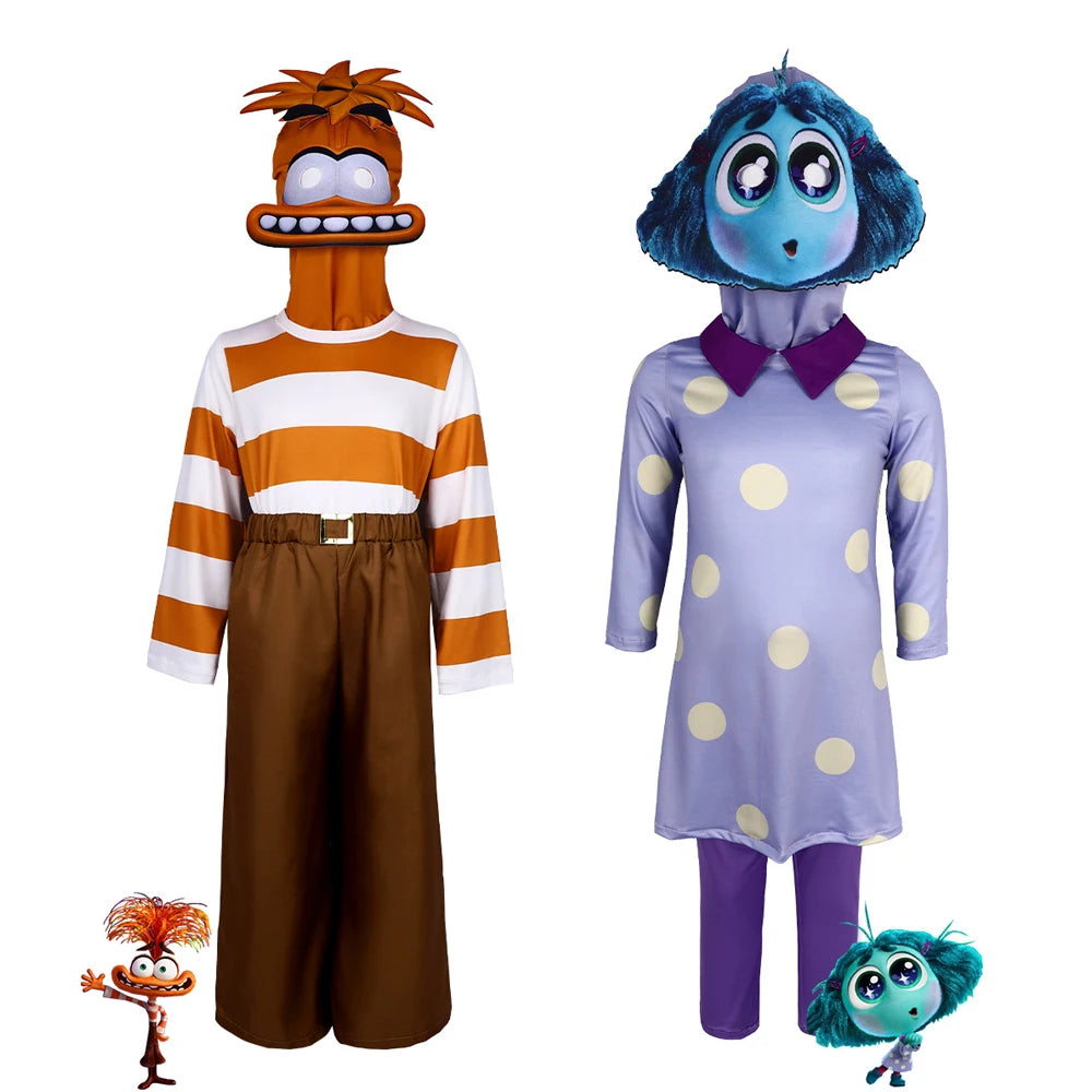 Inside Out 2 Cosplay  Anime Cartoon Character Joy Anxiety Costume For Adult Kids Halloween Dance wear Cosplay Costume Mask