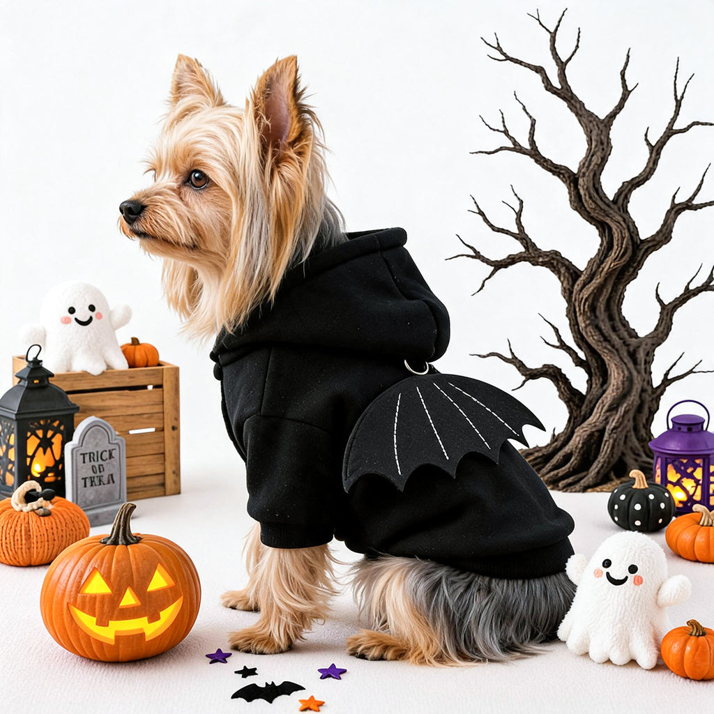 Cute Pet Clothing for Dogs and Cats, Halloween Funny Bat Hoodie, Small Dog Clothes