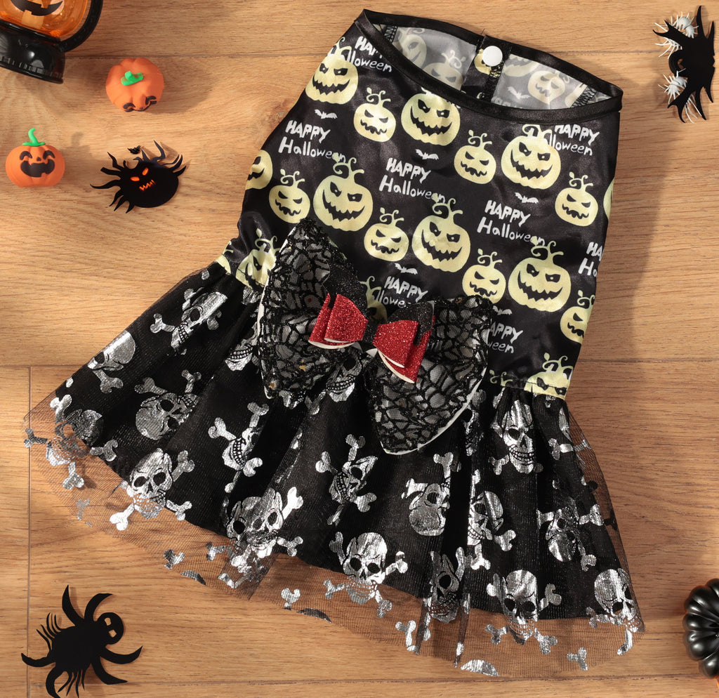 Halloween Pet Dog Cat Costume Mesh Pumpkin Dress for Medium and Small Dogs