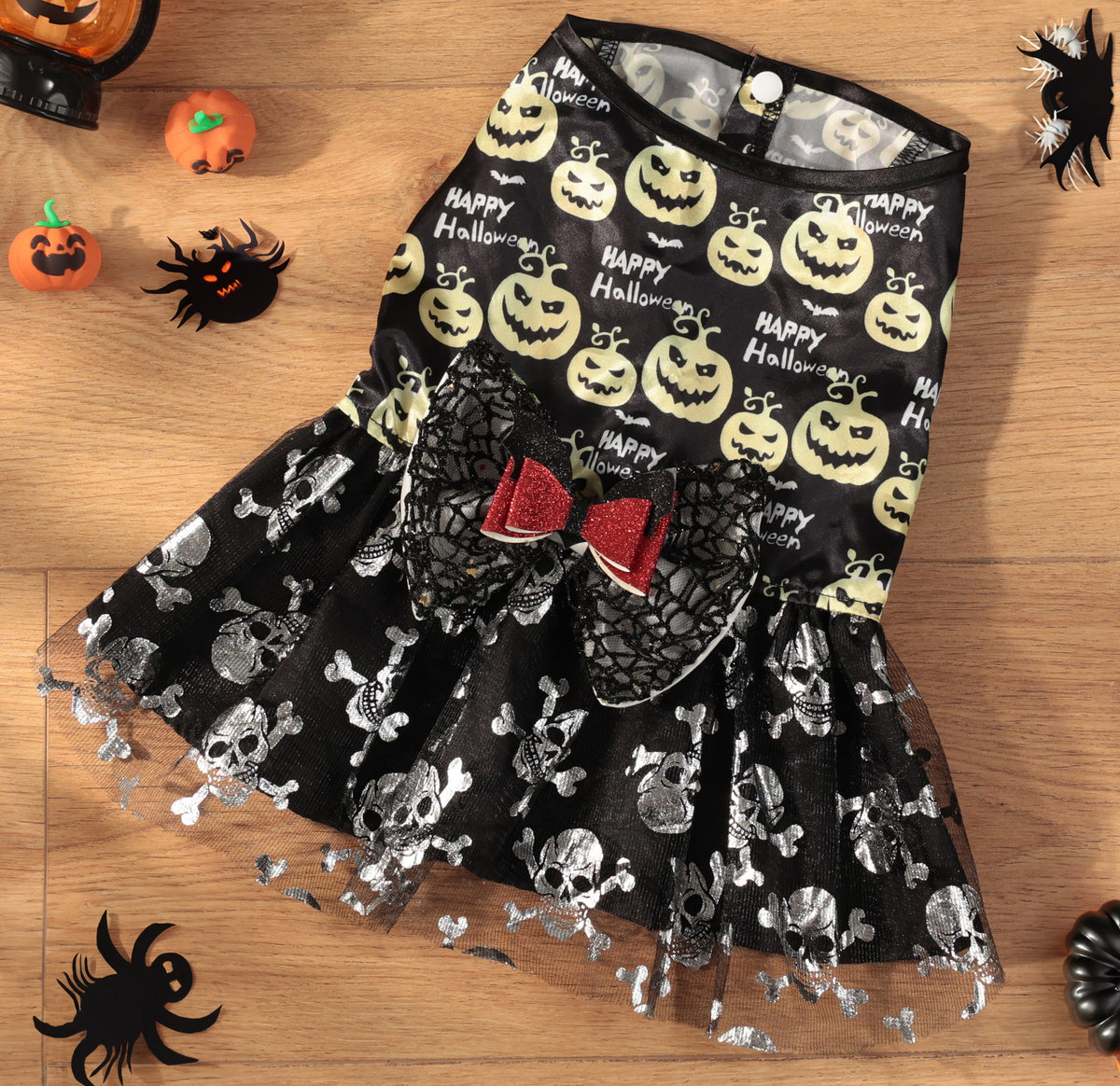 Halloween Pet Dog Cat Costume Mesh Pumpkin Dress for Medium and Small Dogs