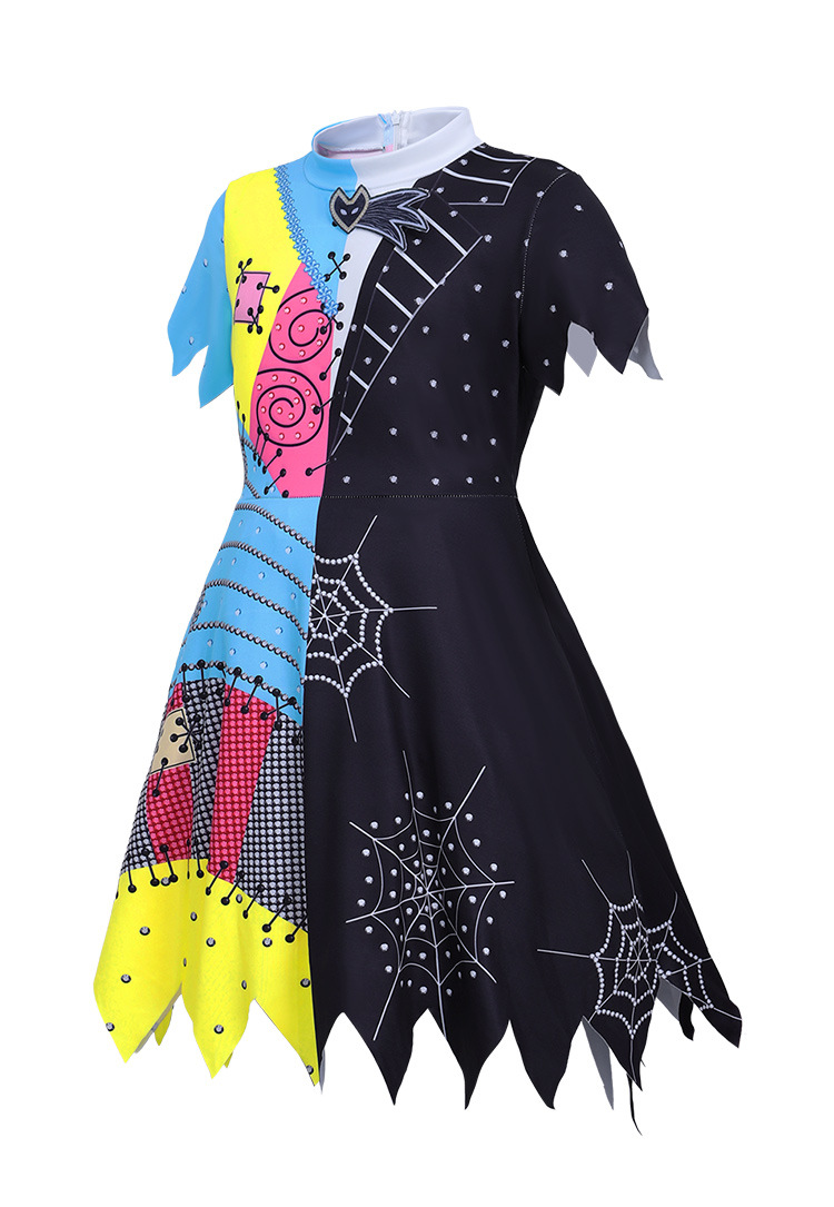 Children's clothing cosplay, Christmas Eve horror female lead, same style spliced jumpsuit, girls' Halloween performance costume
