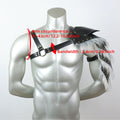 Medieval Viking Men's Feathered Single-Shoulder Armor Strap Cosplay Halloween Costume Prop