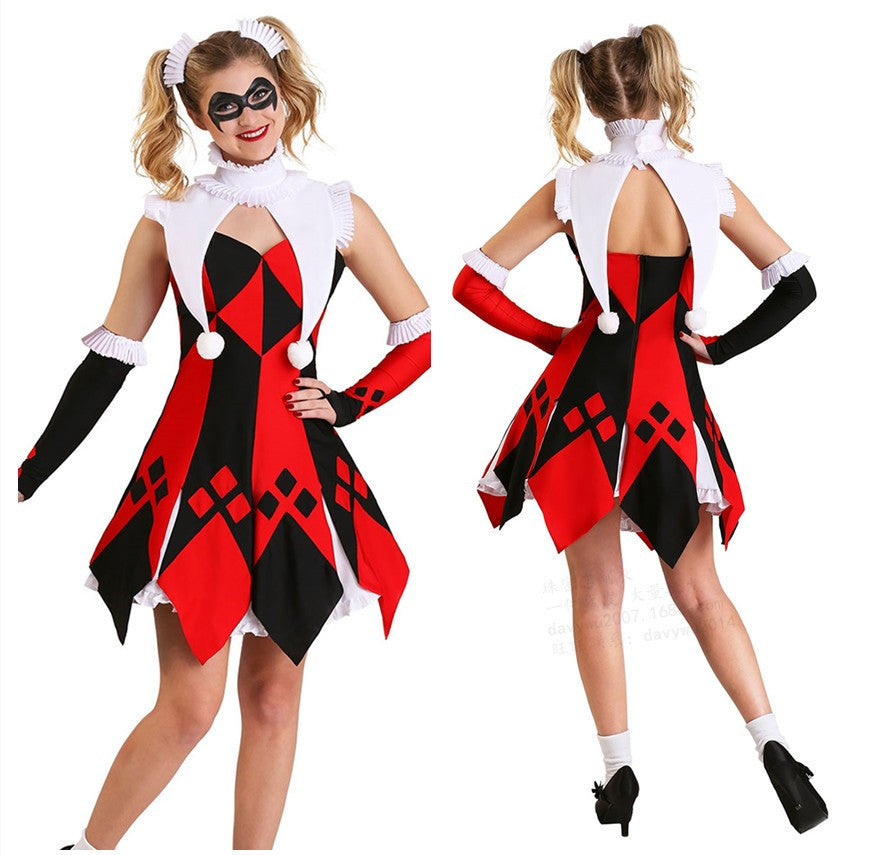 Halloween Costume Women's Circus Revenant Horror Outfit Clown Costume Masquerade Party Performance Dress
