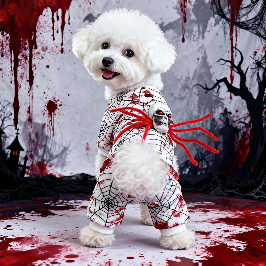 Halloween Pet Dog Dress, Bloody Spider Design for Small Dogs