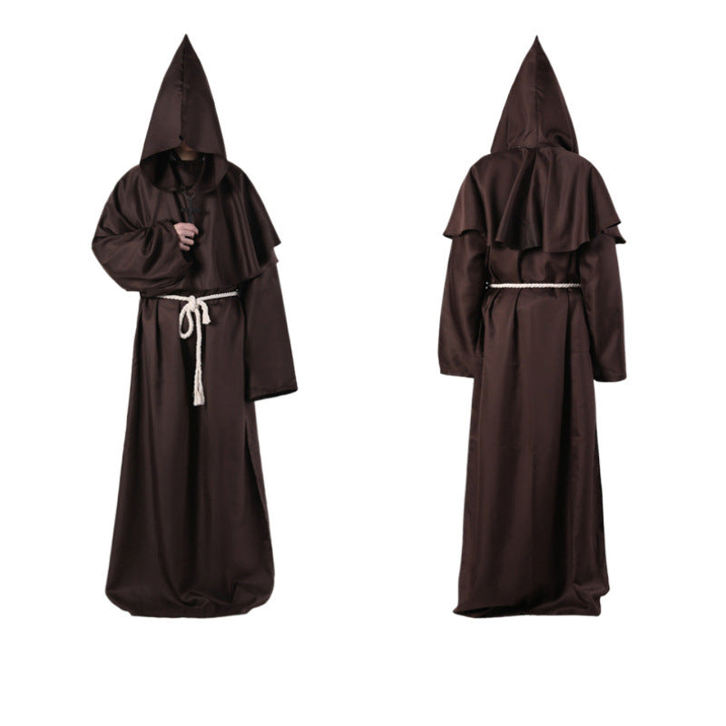 Adult Halloween Medieval Monk Priest Robe Costume – Wizard Dance Stage Outfit