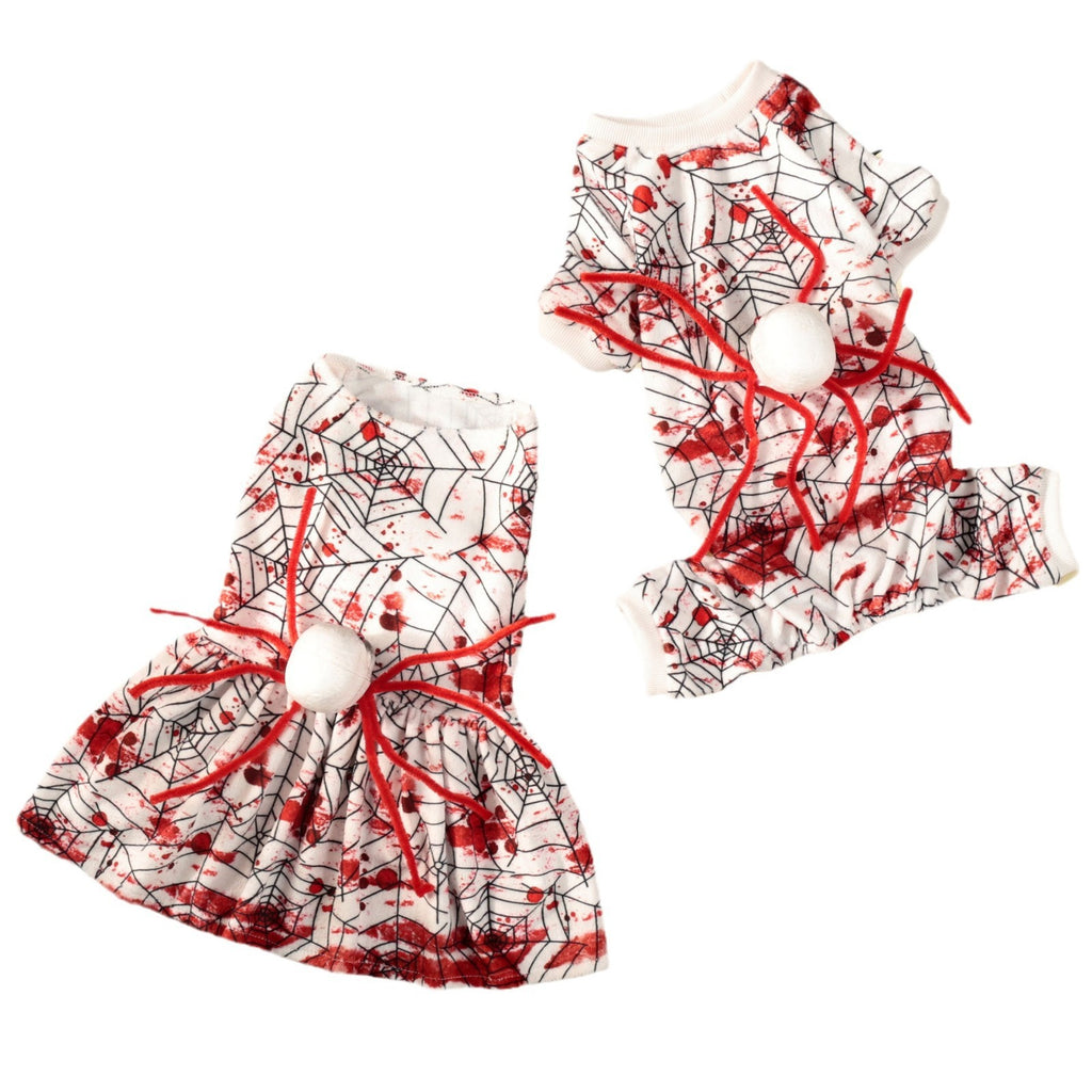 Halloween Pet Dog Dress, Bloody Spider Design for Small Dogs