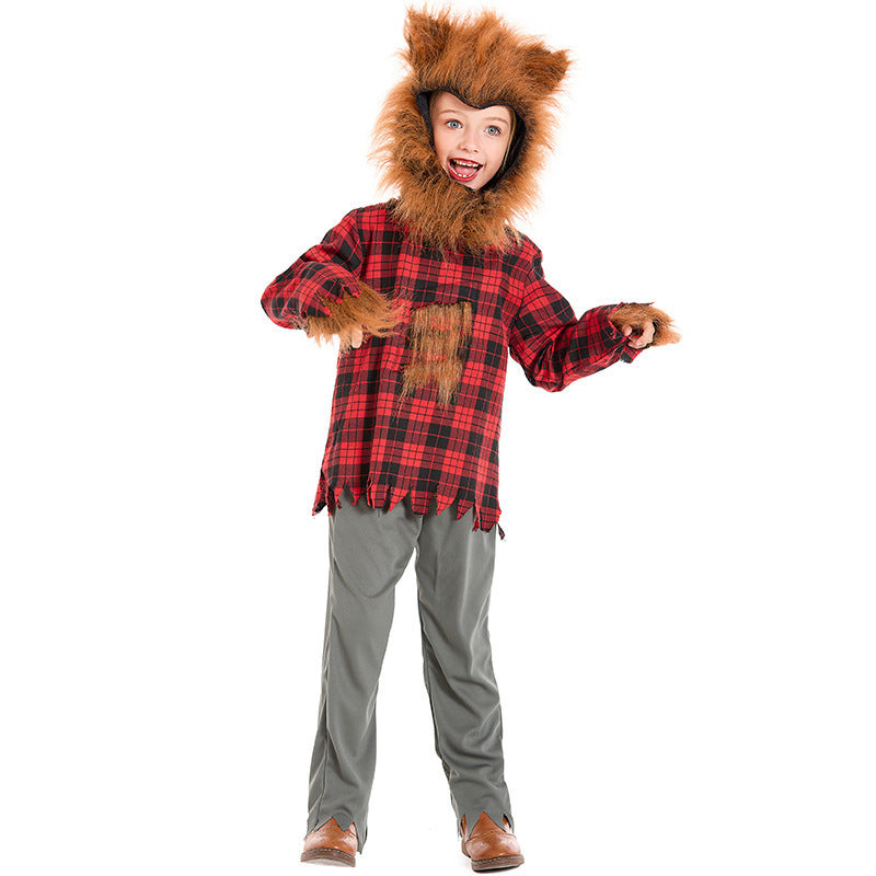 Halloween Kids' Costume Animal Werewolf Outfit for Boys and Girls, Cosplay Big Bad Wolf and Little Red Riding Hood