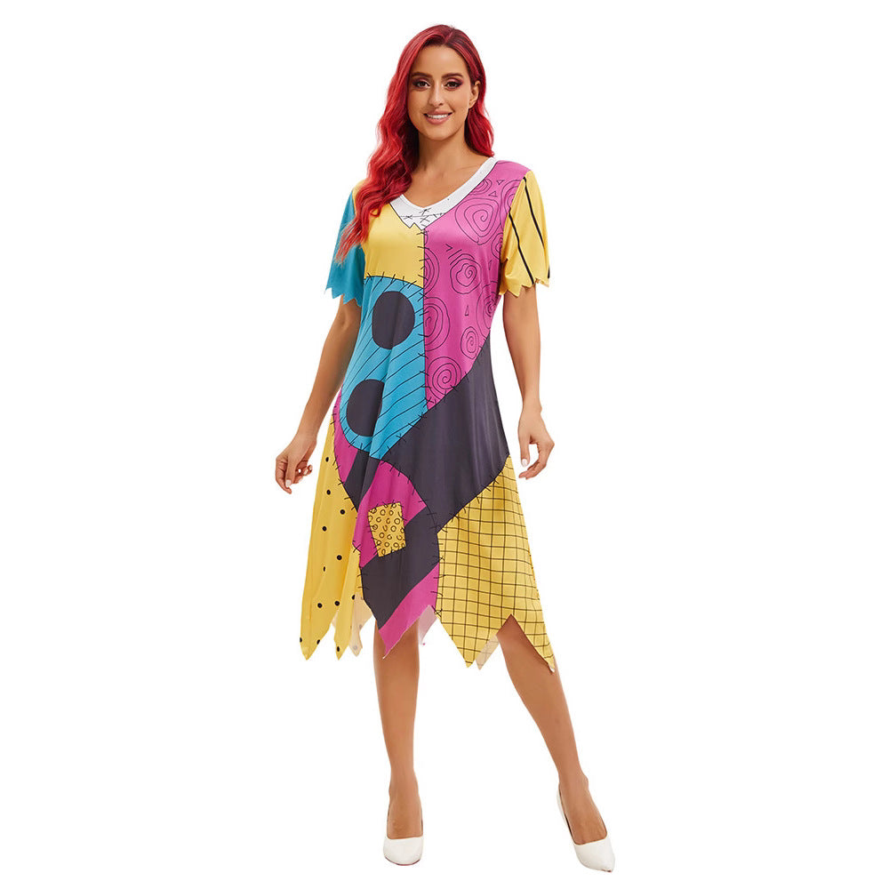 Casual Halloween Costume Cosplay Sally Dress Layered Look Role Play