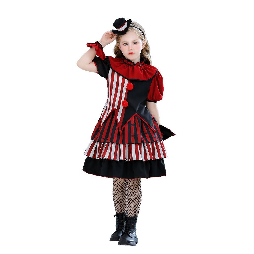Halloween Children's Costume Clown Outfit Circus Party Funny Costume Carnival Performance Dress for Girls