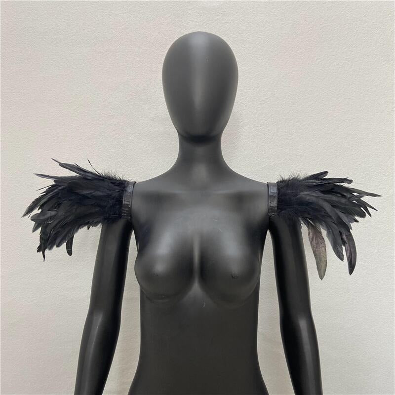 Halloween Feather Shawl Performance Prom Shawl Party Gothic Style Character Clothing Accessories