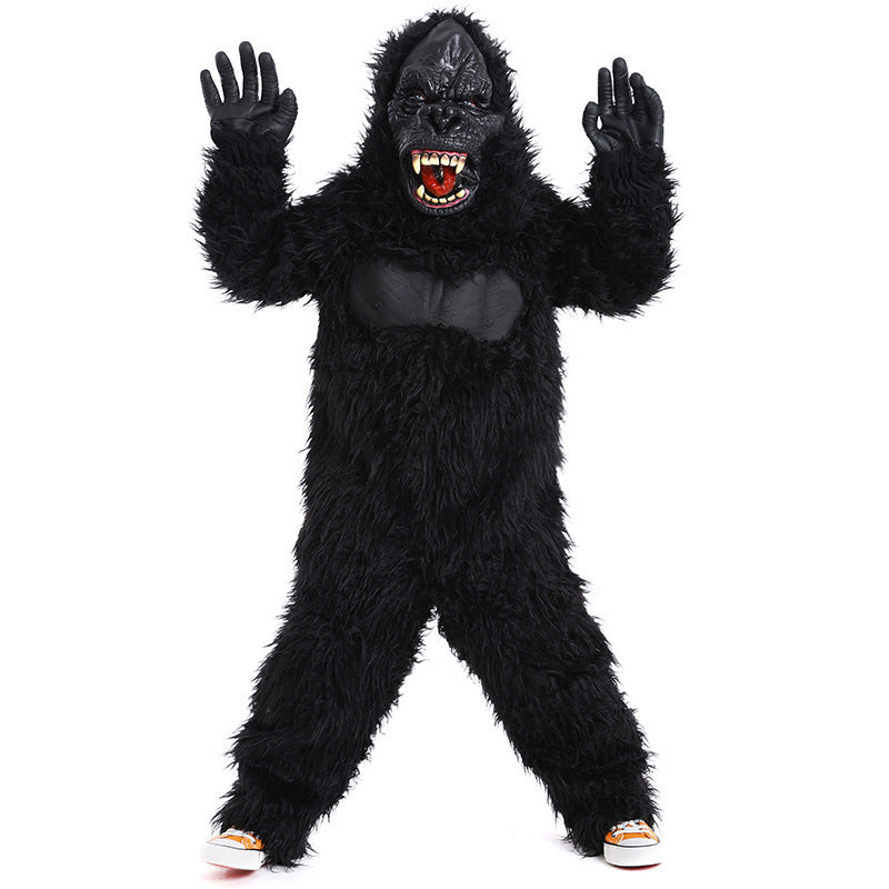 Kids Halloween King Kong Gorilla Plush Costume – Monster Animal Parent-Child Party Outfit