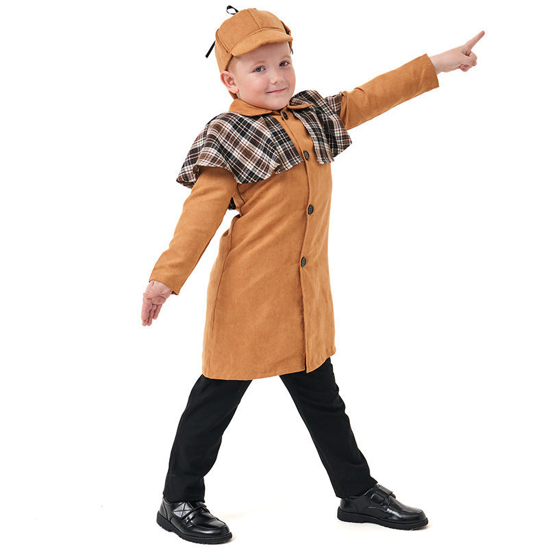Halloween Costume Children's Detective Game Parent-Child Boy Outfit Sherlock Holmes Role Play Costume