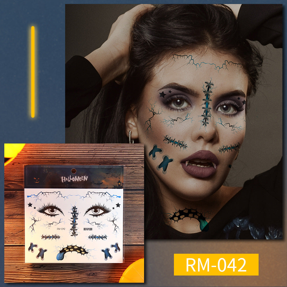 Halloween Scar Tattoo Stickers – Simulated Fake Wound Waterproof Face Horror Makeup Props