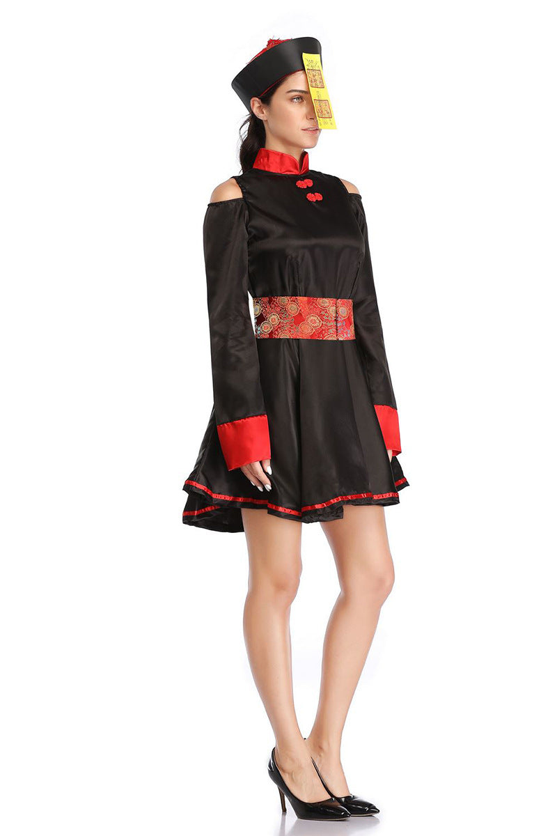 Halloween Costume Bloody Zombie Vampire Chinese Retro Embroidered Printed Official Dress Zombie Dress