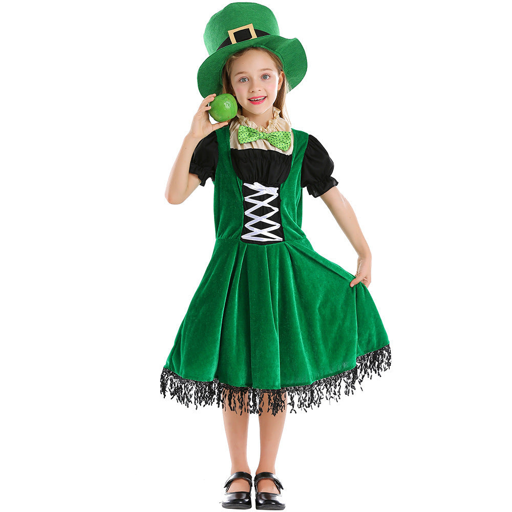 Halloween Costume Western  Ethnic Festival St. Patrick's Day Children's Irish Fairy Dwarf Dress