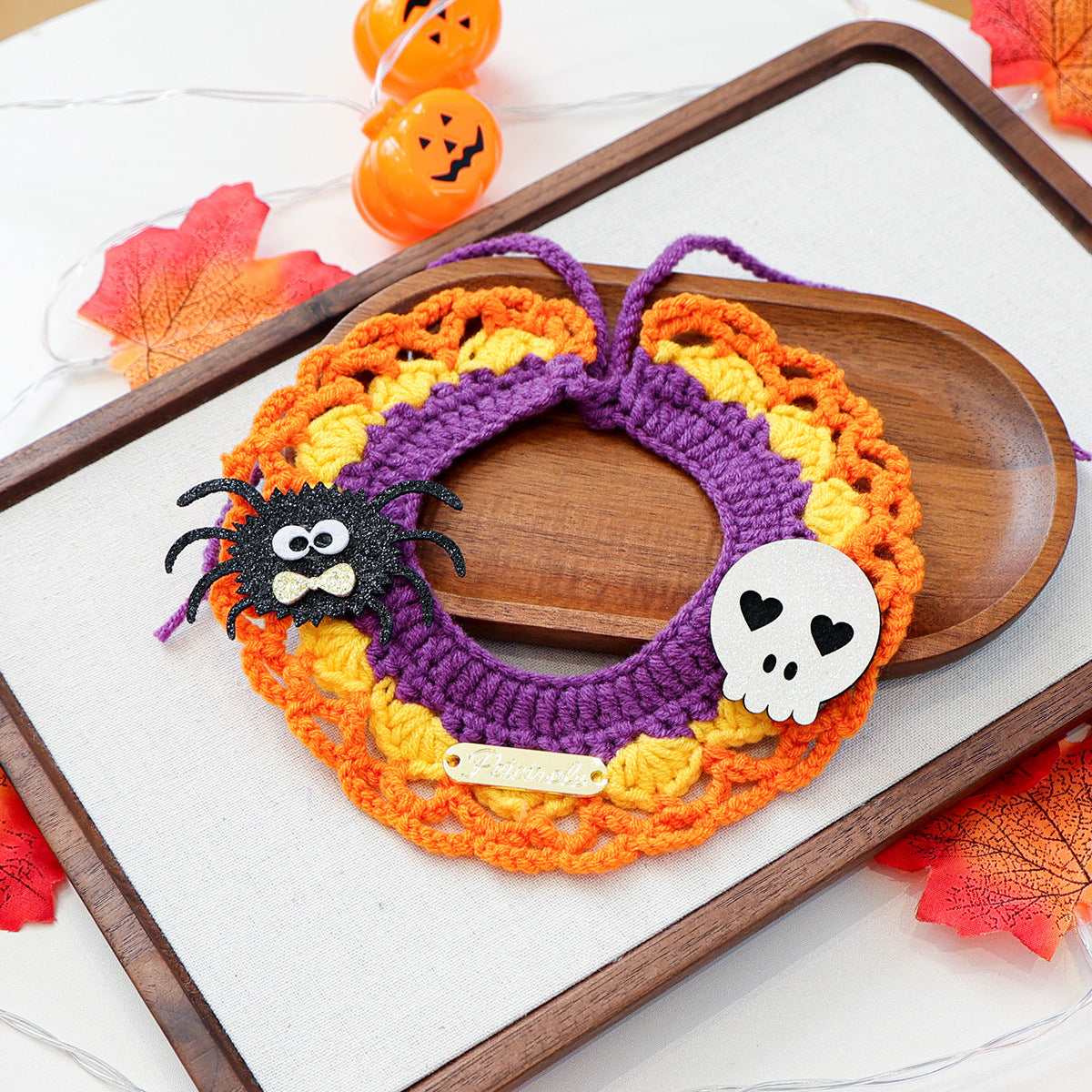 Pet Cat Dog Halloween Cartoon Knit Scarf, Cat Bib & Pet Accessories