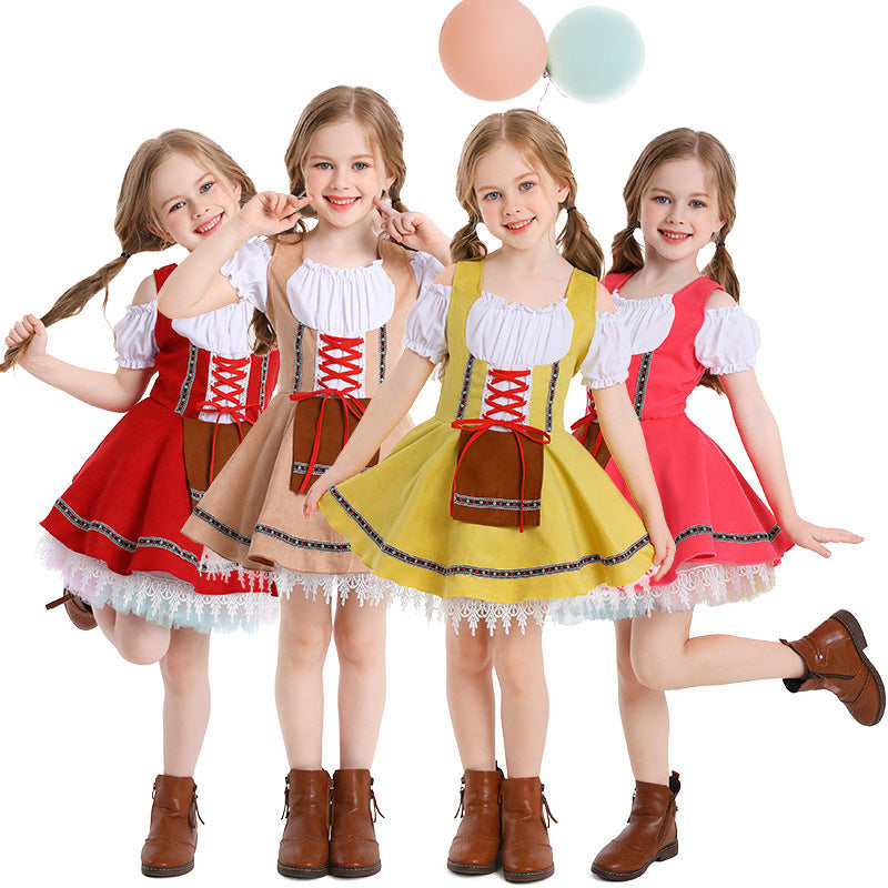 Halloween Costume Children's Beer Festival Performance Dress Multi-color Short Skirt
