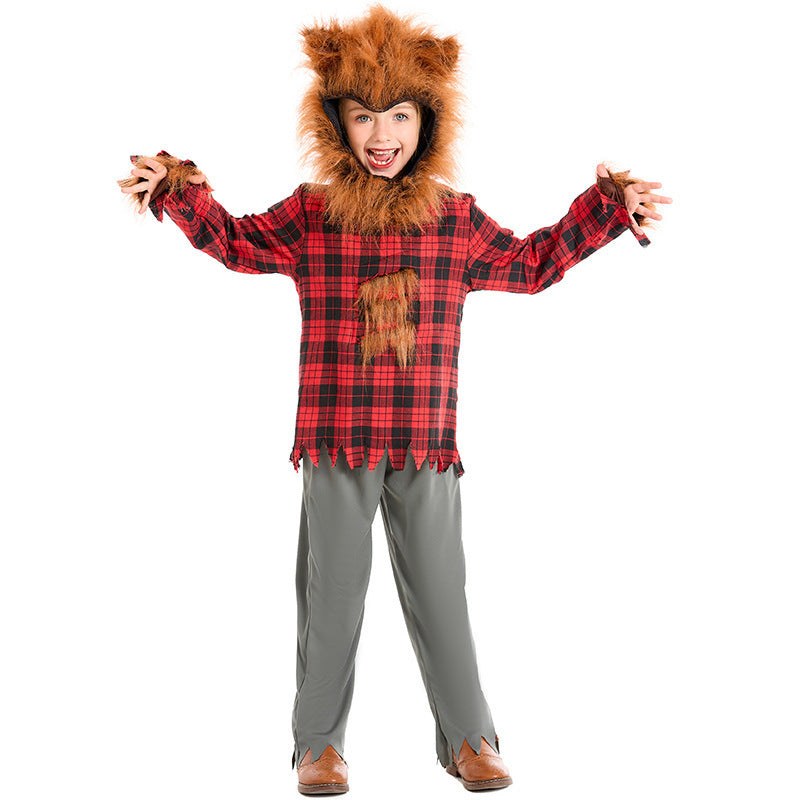 Halloween Kids' Costume Animal Werewolf Outfit for Boys and Girls, Cosplay Big Bad Wolf and Little Red Riding Hood